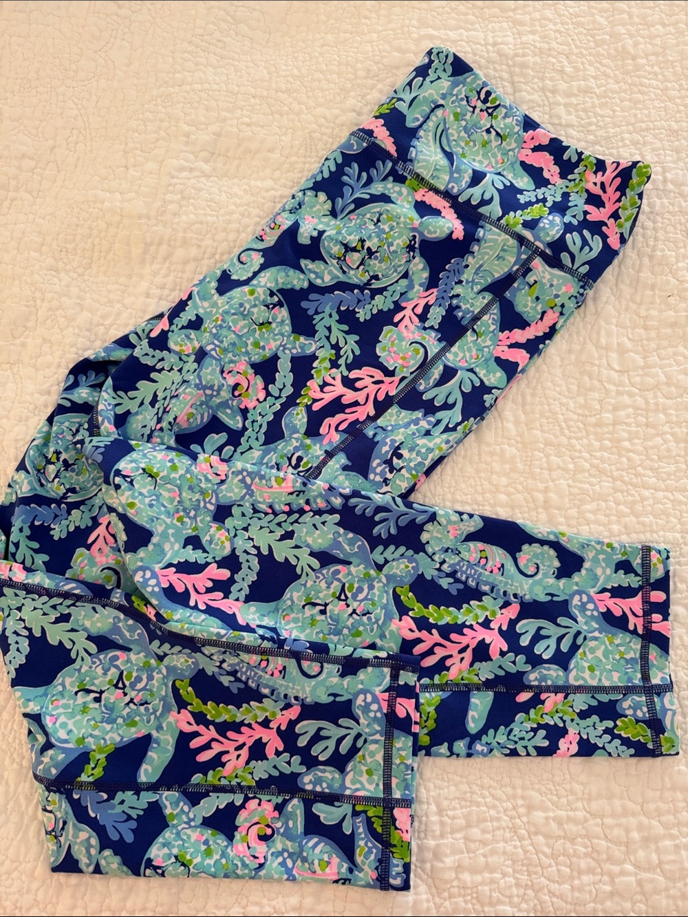 Lilly Pulitzer Woman’ Navy Sea Turtle Print  Leggings Sz xxl